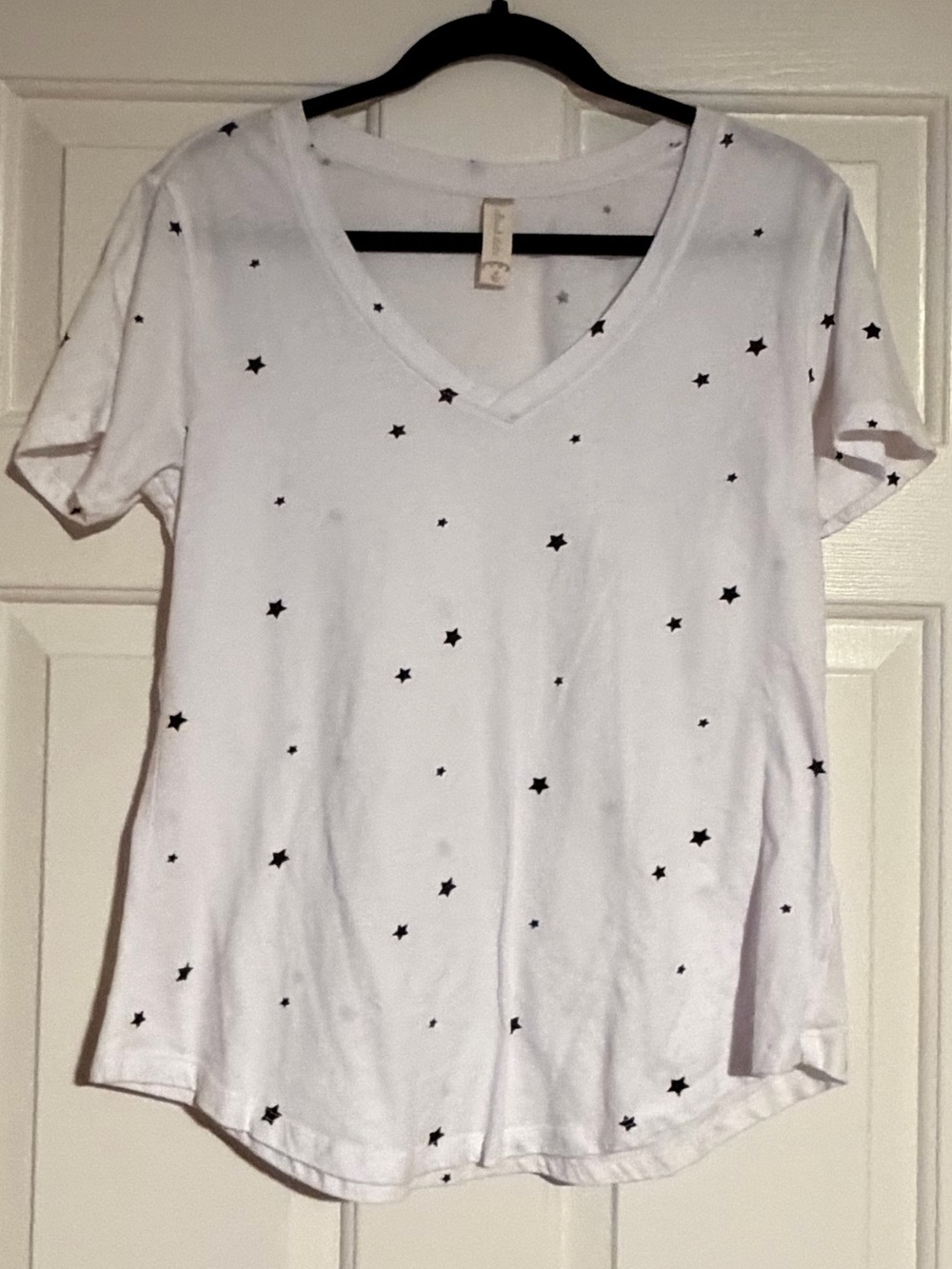 Altar’d State White Star Print V-Neck Women's Tee
